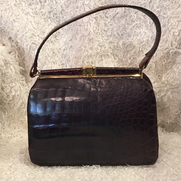 50/60s alligator print purse, leather interior. - Picture 2 of 7